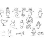 Vector image of folklore people and animals character set
